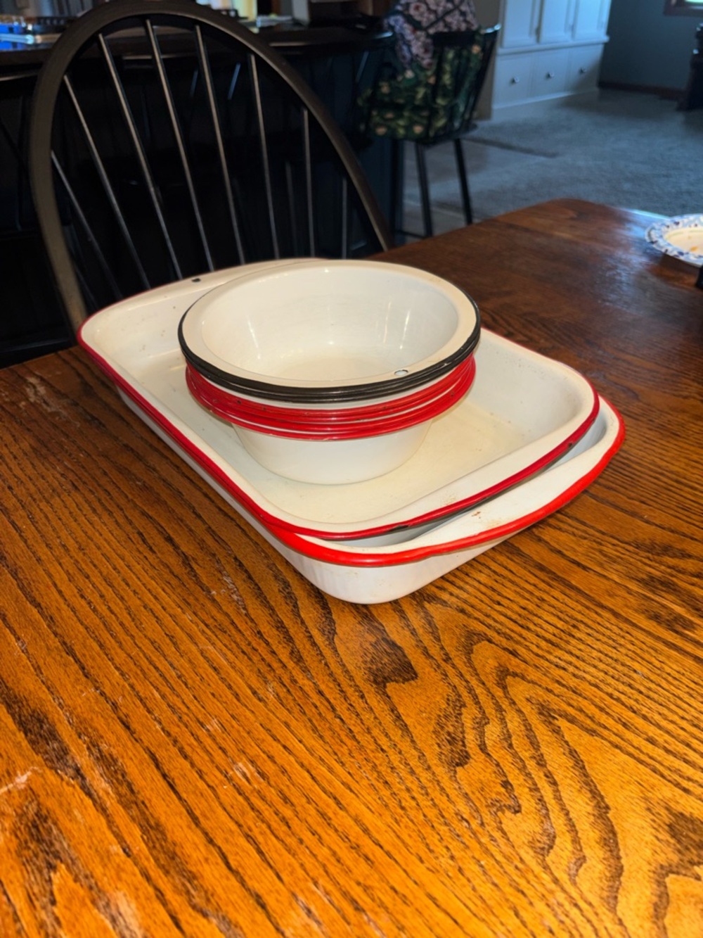 Enamelware Cake Dishes and Bowls
